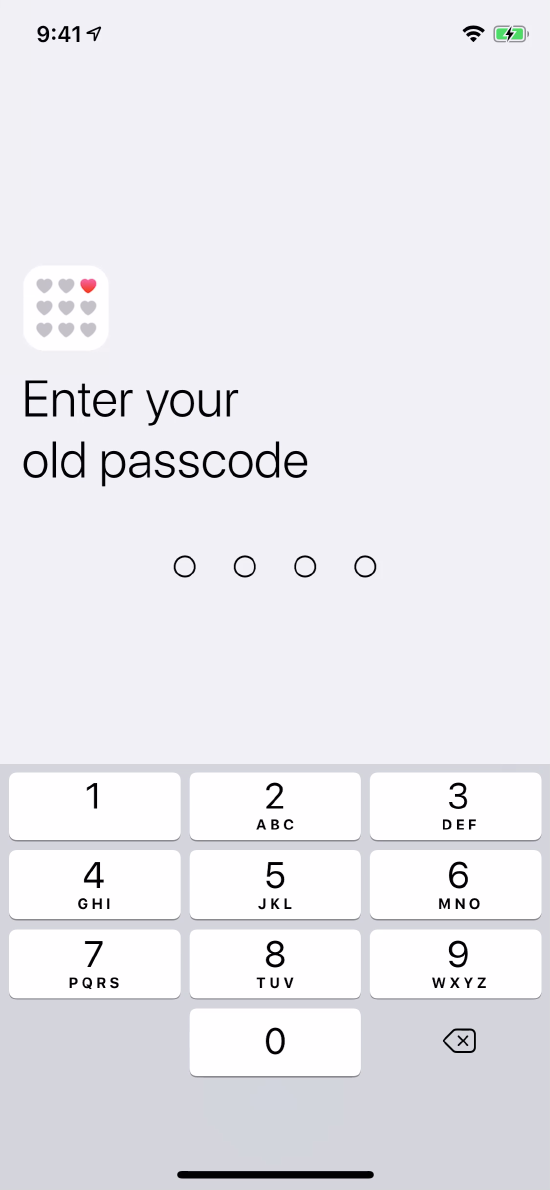 Old passcode entry